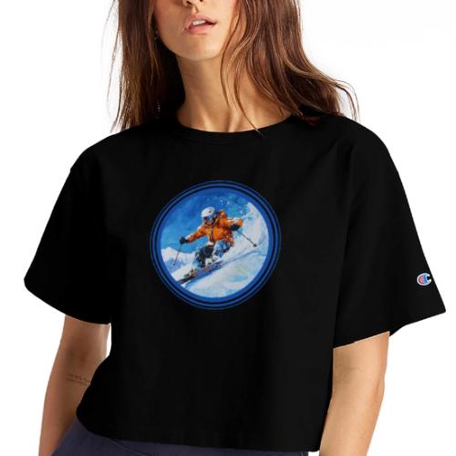 Skiing: On the Edge - Champion Women’s Cropped T-Shirt