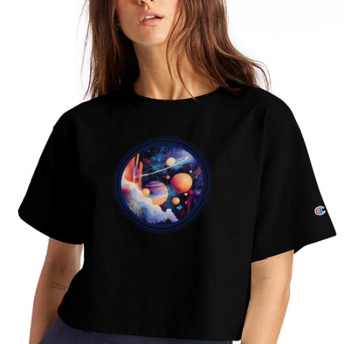 Floating Planetscape - Champion Women’s Cropped T-Shirt