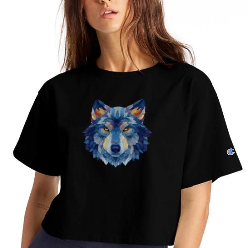 Wolf: Alpha Portrait - Champion Women’s Cropped T-Shirt