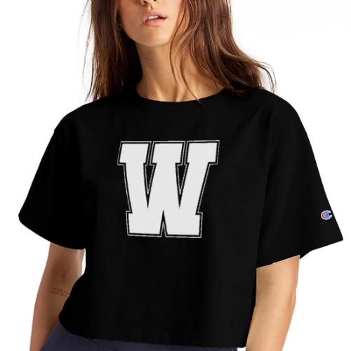 White Letter W – Varsity Alphabet Monogram - Champion Women’s Cropped T-Shirt