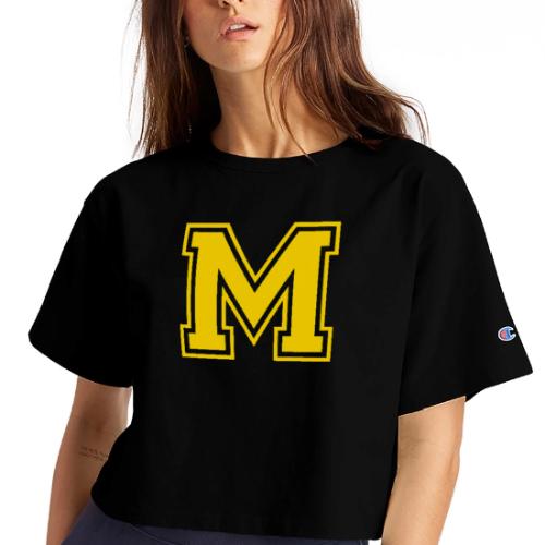 Letter M – Capital Athletic Alphabet Monogram - Champion Women’s Cropped T-Shirt