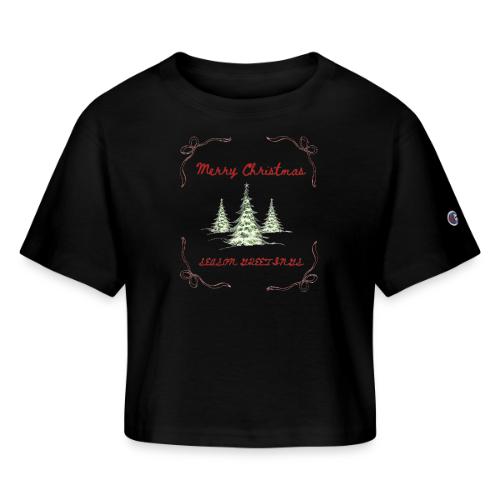 Beautiful Green Christmas Tree Graphic - Champion Women’s Cropped T-Shirt