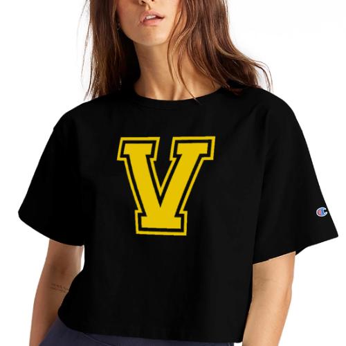 Letter V – Capital Athletic Alphabet Monogram - Champion Women’s Cropped T-Shirt