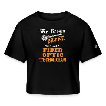Fiber Optic Technician - Champion Women’s Cropped T-Shirt - black - Front - Willow (175cm)