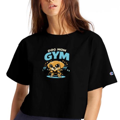 Chibi Dog Gym Workout - Champion Women’s Cropped T-Shirt
