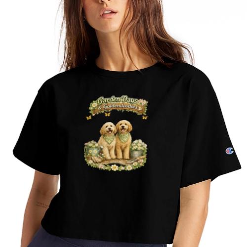 Garden Days & Goldendoodles Cozy Dog Lovers Design - Champion Women’s Cropped T-Shirt