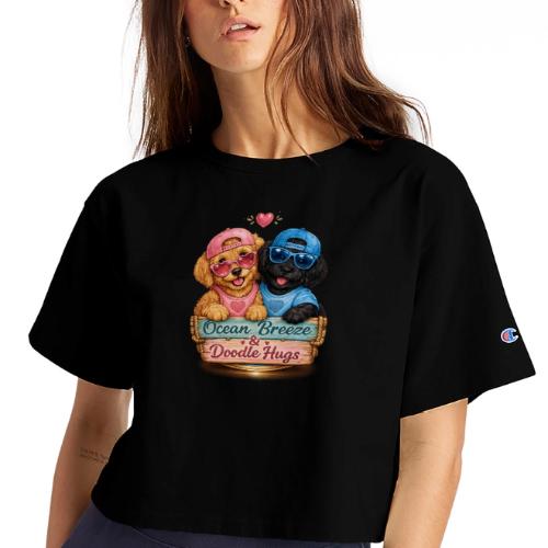 Ocean Breeze & Doodle Hugs - Champion Women’s Cropped T-Shirt