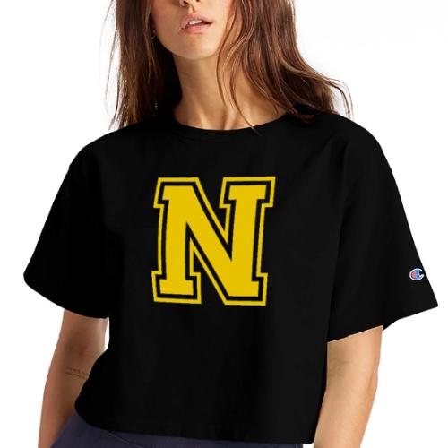 Letter N – Capital Athletic Alphabet Monogram - Champion Women’s Cropped T-Shirt