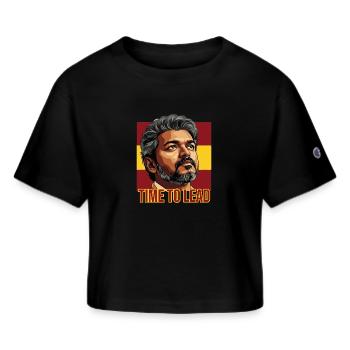 Thalapathy Vijay TVK Flag Tamil Kollywood  - Champion Women’s Cropped T-Shirt - black - Front - Willow (175cm)