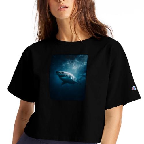 Great White Shark Ocean Design - Champion Women’s Cropped T-Shirt