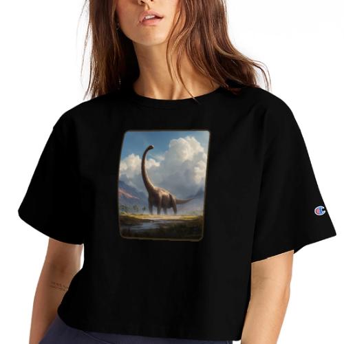 Brachiosaurus Valley Landscape Design - Champion Women’s Cropped T-Shirt