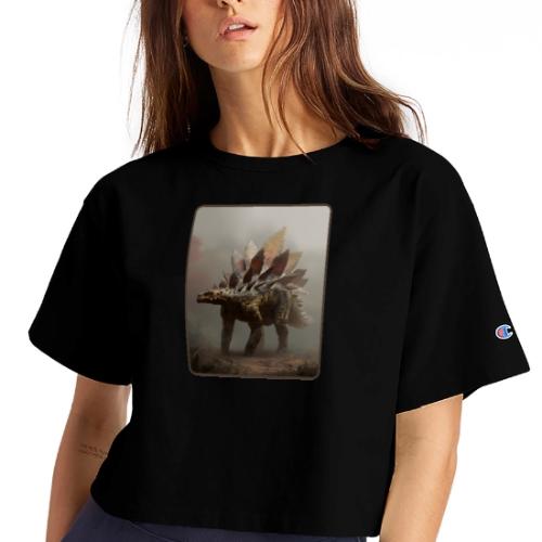 Stegosaurus Misty Forest Design - Champion Women’s Cropped T-Shirt