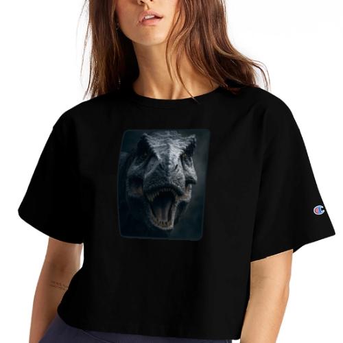 T Rex Cinematic Close-Up Design - Champion Women’s Cropped T-Shirt