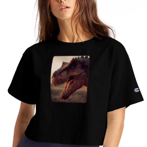 T Rex Roaring Close-Up Design - Champion Women’s Cropped T-Shirt