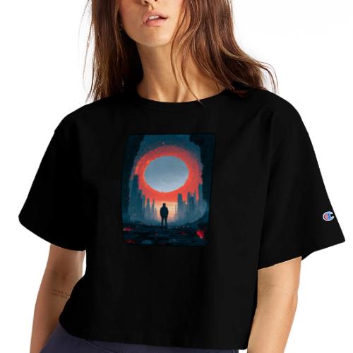 Cosmic Portal Future City Design - Champion Women’s Cropped T-Shirt
