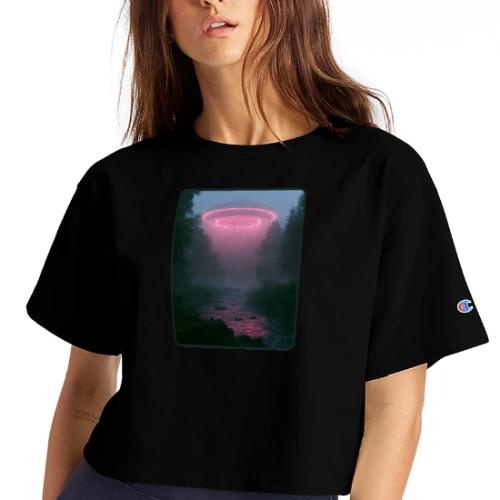 Neon UFO Forest River Design - Champion Women’s Cropped T-Shirt
