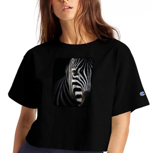 Zebra High Contrast Portrait Design - Champion Women’s Cropped T-Shirt