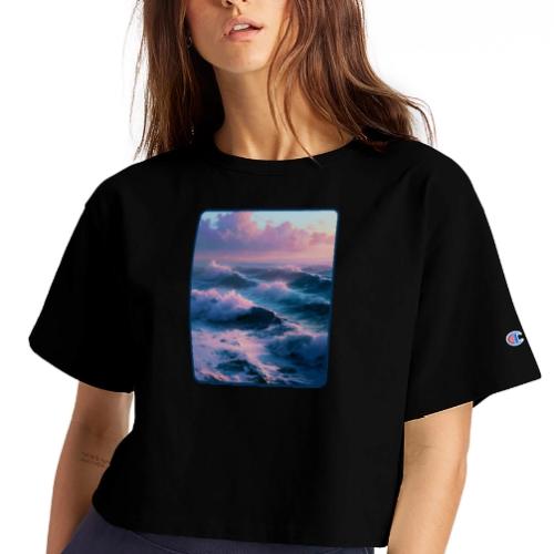 Dreamy Pastel Ocean Sunset Art - Champion Women’s Cropped T-Shirt