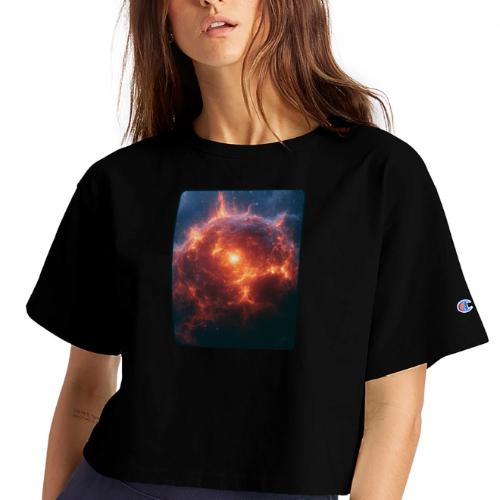 Exploding Supernova Space Art - Champion Women’s Cropped T-Shirt