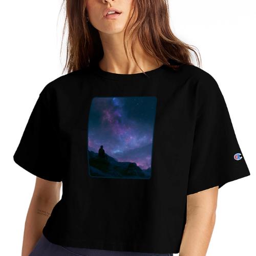 Stargazer Nebula Night Sky Art - Champion Women’s Cropped T-Shirt