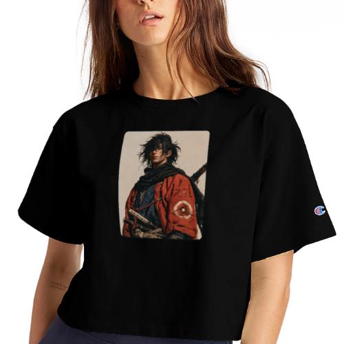 Young Samurai Warrior Portrait - Champion Women’s Cropped T-Shirt