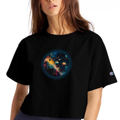 Painted Planetscape - Champion Women’s Cropped T-Shirt
