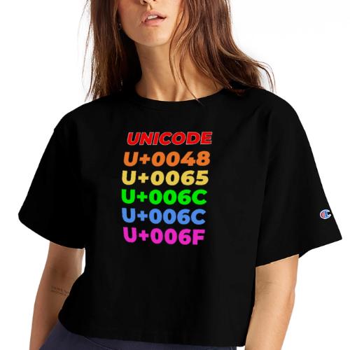 Hello, in unicode - Champion Women’s Cropped T-Shirt