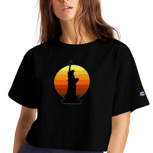 USA: Golden Horizon Liberty - Champion Women’s Cropped T-Shirt
