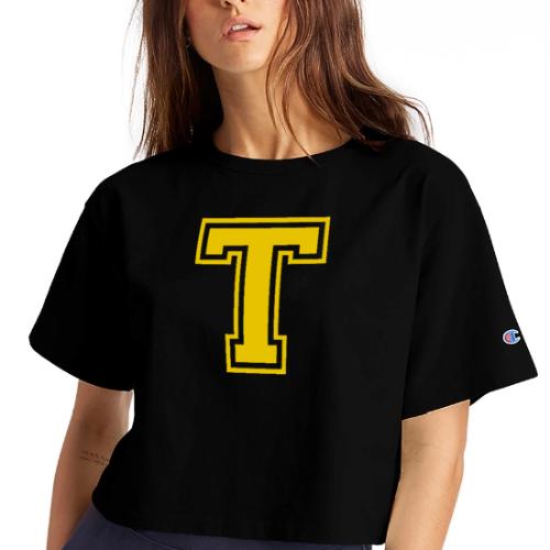 Letter T – Capital Athletic Alphabet Monogram - Champion Women’s Cropped T-Shirt
