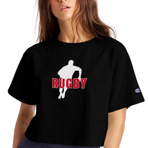 Bold Rugby Action Silhouette - Champion Women’s Cropped T-Shirt