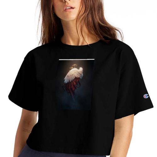 Angel vs Demon Wings Dark Aesthetic Gothic T-Shirt - Champion Women’s Cropped T-Shirt