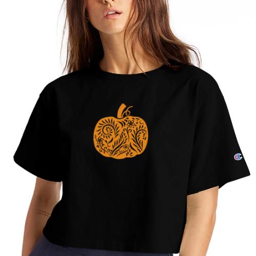 Pasliy Pumpkin Tee Orange - Champion Women’s Cropped T-Shirt