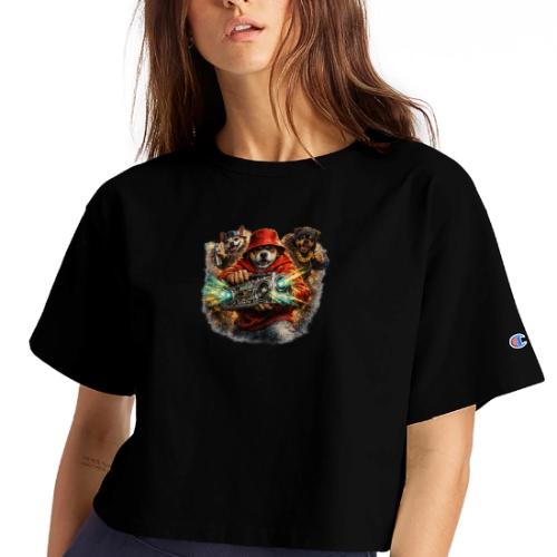 Urban Beat Dog Heroes - Champion Women’s Cropped T-Shirt