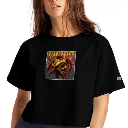 The Diablo Taco Spicy Demon Character - Champion Women’s Cropped T-Shirt