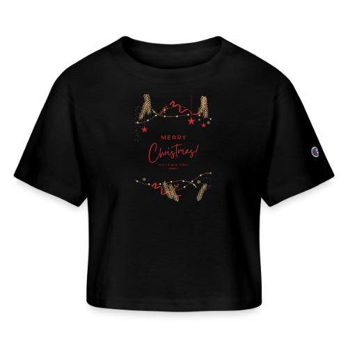 Merry Christmas Typography Design - Champion Women’s Cropped T-Shirt