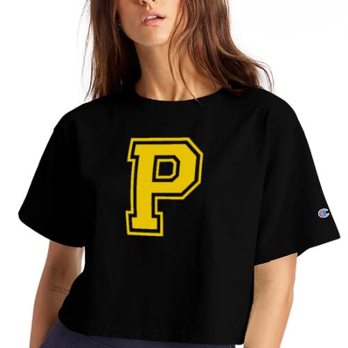 Letter P – Capital Athletic Alphabet Monogram - Champion Women’s Cropped T-Shirt