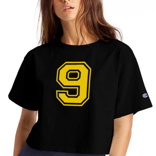 Number 9 in a classic athletic collegiate font - Champion Women’s Cropped T-Shirt