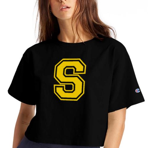 Letter S – Capital Athletic Alphabet Monogram - Champion Women’s Cropped T-Shirt