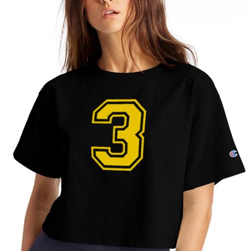 Number 3 in a classic athletic collegiate font - Champion Women’s Cropped T-Shirt