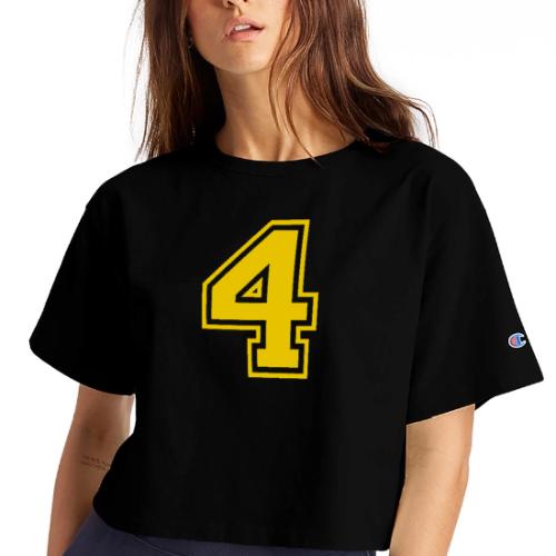 Number 4 in a classic athletic collegiate font - Champion Women’s Cropped T-Shirt