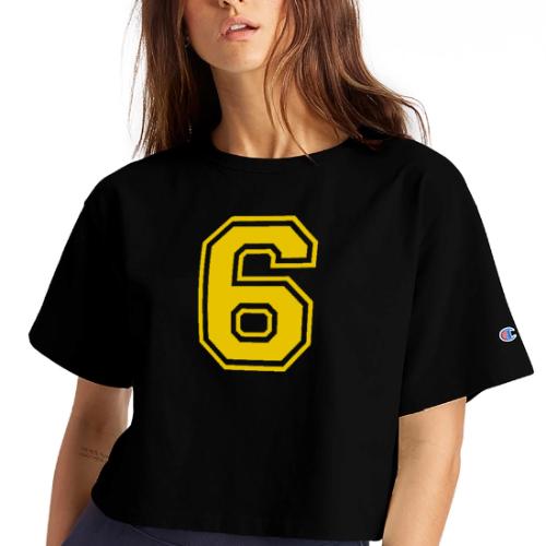 Number 6 in a classic athletic collegiate font - Champion Women’s Cropped T-Shirt