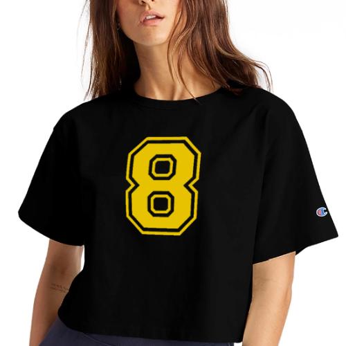 Number 8 in a classic athletic collegiate font - Champion Women’s Cropped T-Shirt