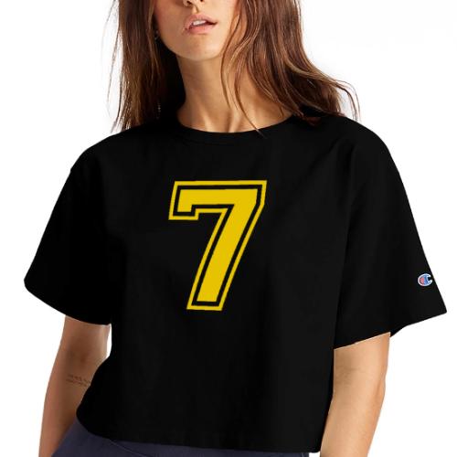 Number 7 in a classic athletic collegiate font - Champion Women’s Cropped T-Shirt