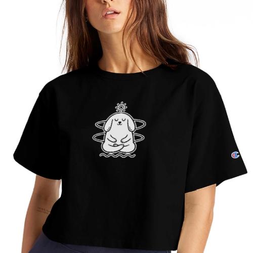 Cute Meditating Bunny Zen Yoga Animal - Champion Women’s Cropped T-Shirt