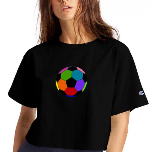 Multi-colored soccer ball - Champion Women’s Cropped T-Shirt