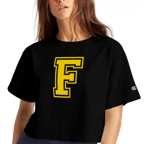 Letter F – Capital Athletic Alphabet Monogram - Champion Women’s Cropped T-Shirt