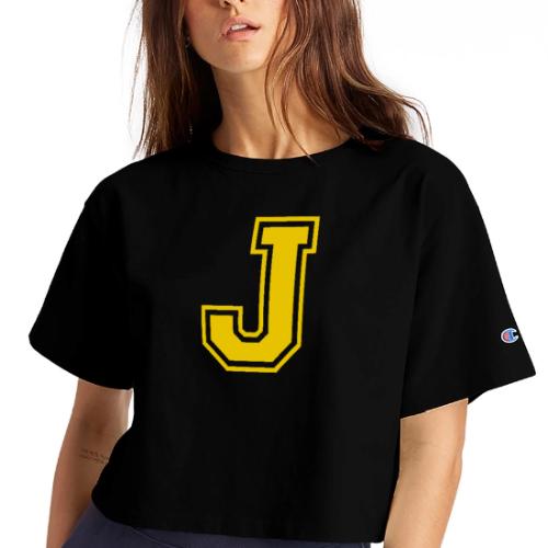 Letter J – Capital Athletic Alphabet Monogram - Champion Women’s Cropped T-Shirt