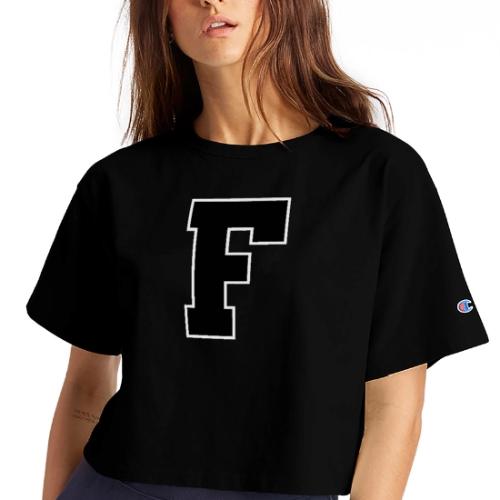 Varsity Letter F Athletic Monogram - Champion Women’s Cropped T-Shirt