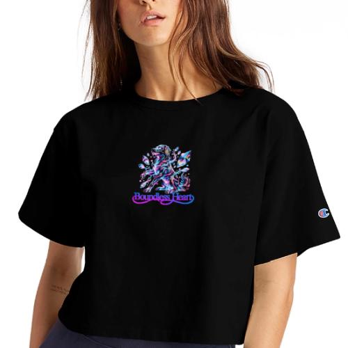 Boundless Heart Neon Galaxy Dog Shirt - Champion Women’s Cropped T-Shirt