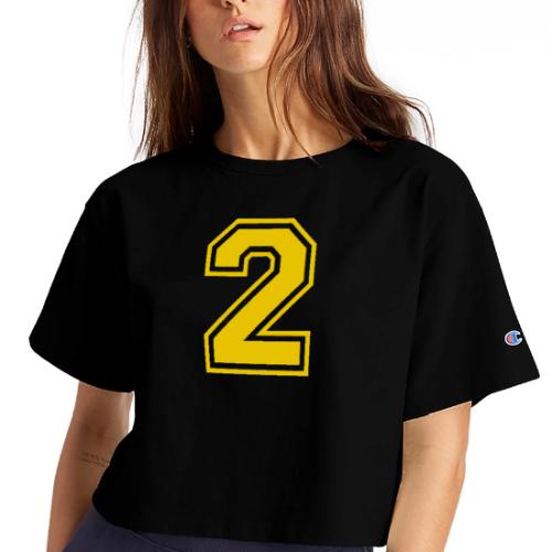 Number 2 in a classic athletic collegiate font - Champion Women’s Cropped T-Shirt